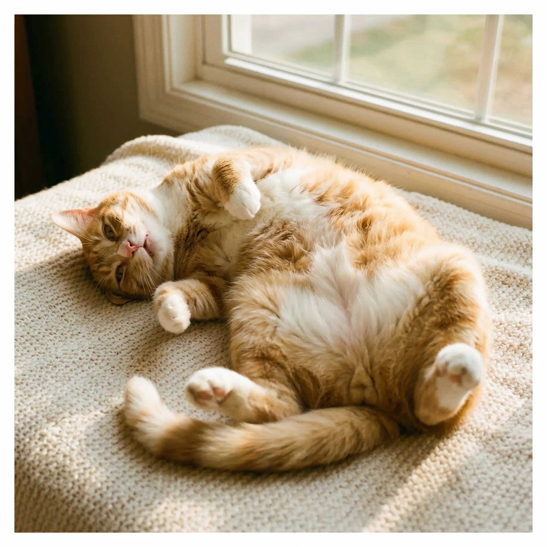猫咪仰躺露出肚皮 - 蜘蛛磁力